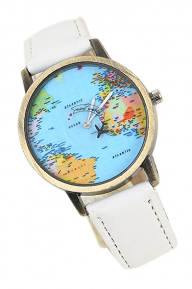 Fashion World Map Pattern Denim Quartz Unisex Watch