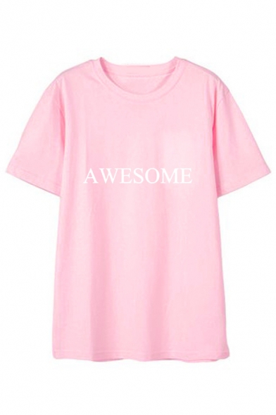 Kpop Twice Korean Star AWESOME Letter Printed Round Neck Short Sleeve T-Shirt