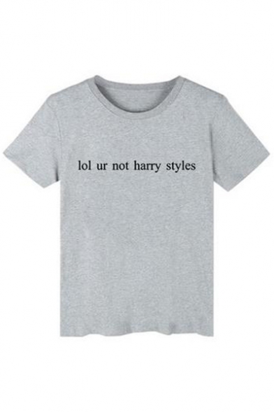 NOT HARRY STYLES Letter Printed Round Neck Short Sleeve Leisure Tee