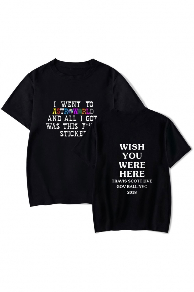 I WENT TO Letter Printed Round Neck Short Sleeve Comfort Tee