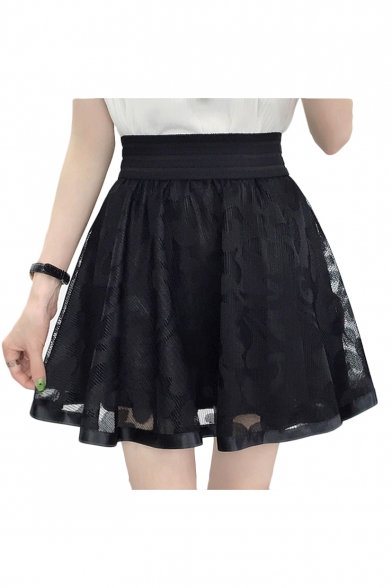 Chic High Waist Mesh Patchwork Mini A-Line Skirt