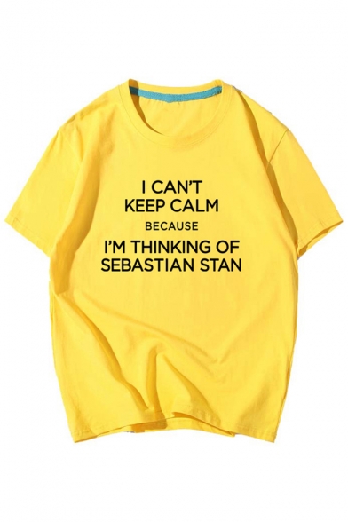 I CAN'T KEEP CALM Letter Printed Round Neck Short Sleeve Tee