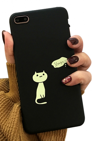 Lovely SLEEPY Letter Cat Printed Mobile Phone Cases for iPhone