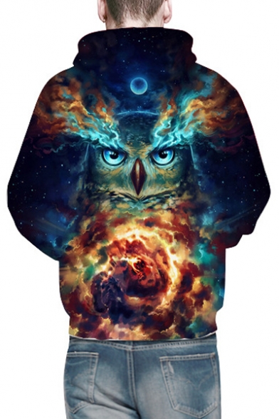 Owl Fire Printed Long Sleeve Oversized Hoodie