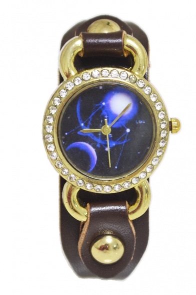 Diamante Constellation Printed Leather Quartz Watch