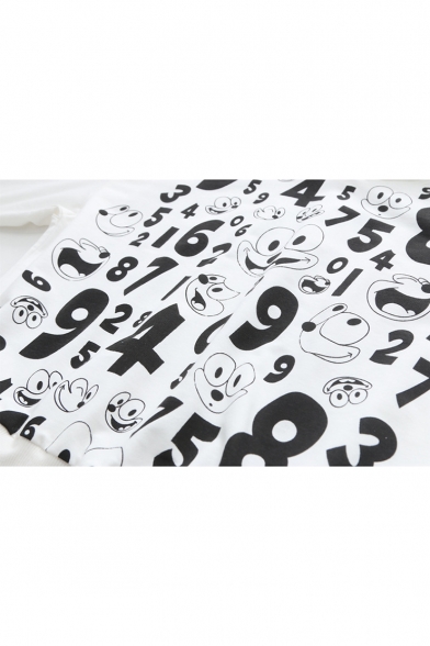 Number Cartoon Printed Long Sleeve Hoodie