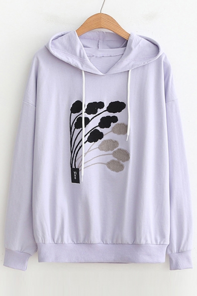 Abstract Pattern Applique Long Sleeve Hoodie