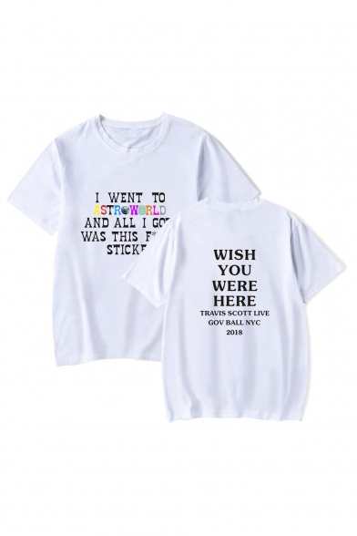 I WENT TO Letter Printed Round Neck Short Sleeve Comfort Tee