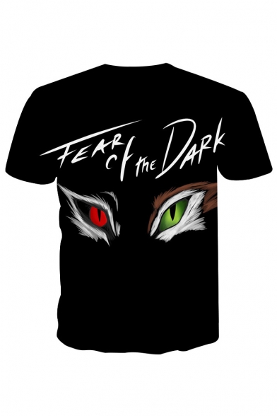 TEAR OF THE DARK Letter Eyes Printed Round Neck Short Sleeve T-Shirt