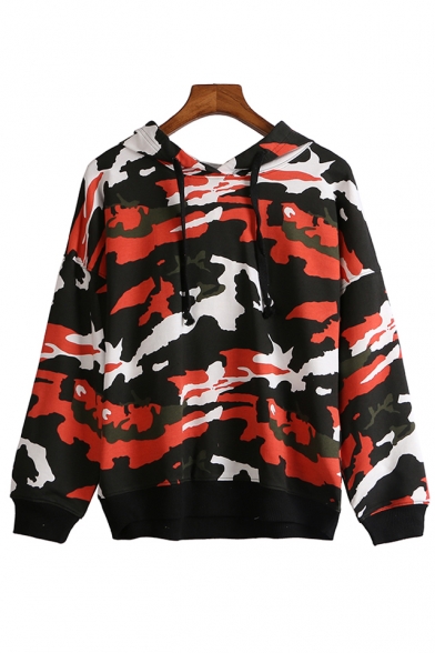 Camouflage Pattern Long Sleeve Casual Sports Hoodie