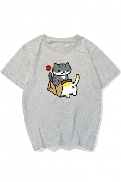 Festnight Womens Not Today Crazy Cat T Shirts Graphic Cute Funny Cotton Short Sleeve Blouse Cartoon Cat Letters Print Tops