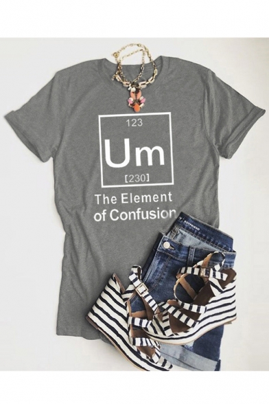 THE ELEMENT Letter Printed Round Neck Short Sleeve Graphic Tee