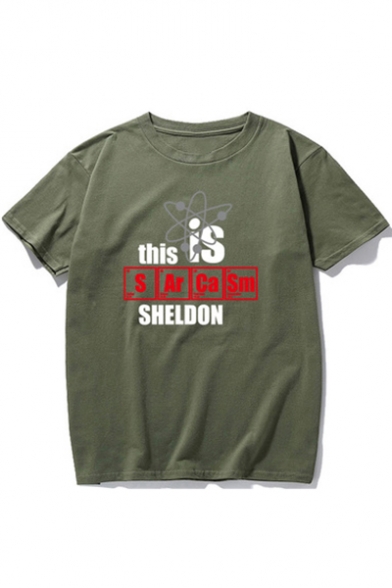 THIS SI SHELDON Letter Printed Round Neck Short Sleeve Graphic Tee