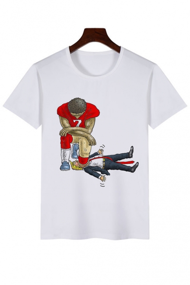 Casual Cartoon Character Printed Short Sleeve Round Neck T-Shirt