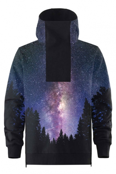 Galaxy Forest Printed Long Sleeve Sports Hoodie