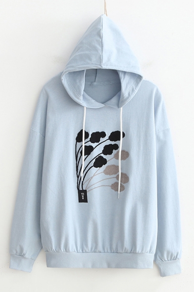 Abstract Pattern Applique Long Sleeve Hoodie