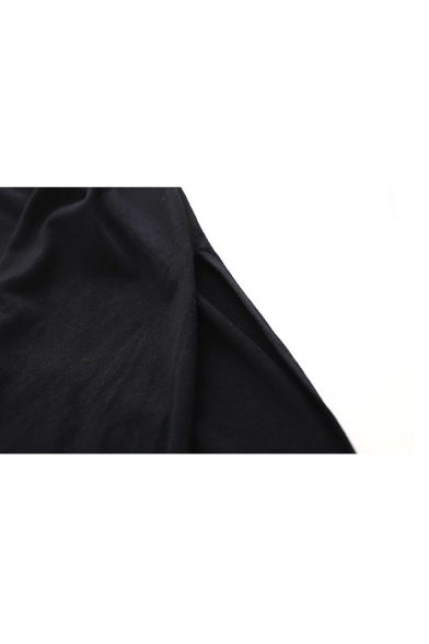 Leisure Plain Round Neck Short Sleeve Split Side Maxi T-Shirt Dress