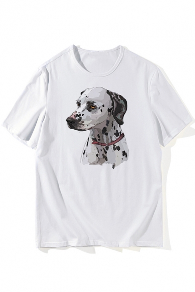Painting Dog Printed Leisure Round Neck Short Sleeve T-Shirt