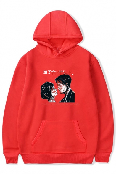 ROMANCE Letter Character Printed Long Sleeve Hoodie