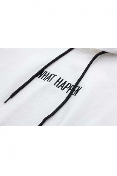 WHAT HAPPEN Embroidered Long Sleeve Applique Leisure Hoodie