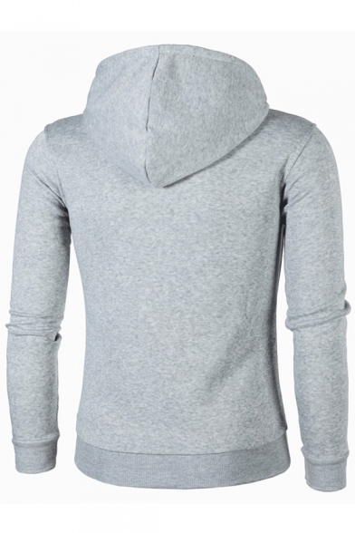 Contrast Piping Front Slim Long Sleeve Hoodie for Men