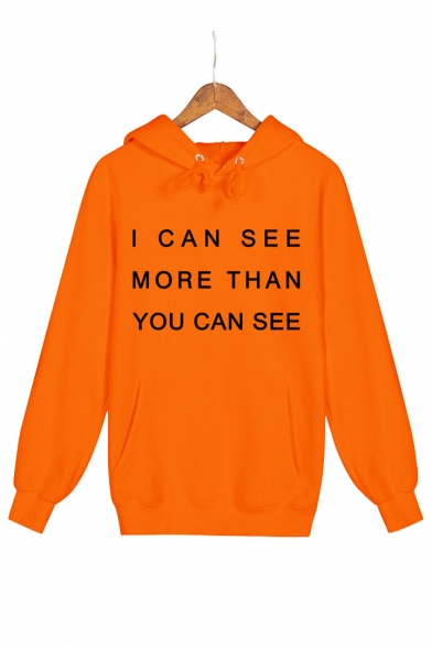 I CAN SEE Letter Printed Long Sleeve Hoodie
