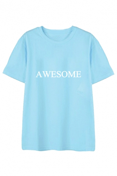 Kpop Twice Korean Star AWESOME Letter Printed Round Neck Short Sleeve T-Shirt