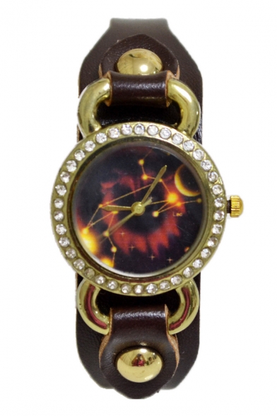 Diamante Constellation Printed Leather Quartz Watch