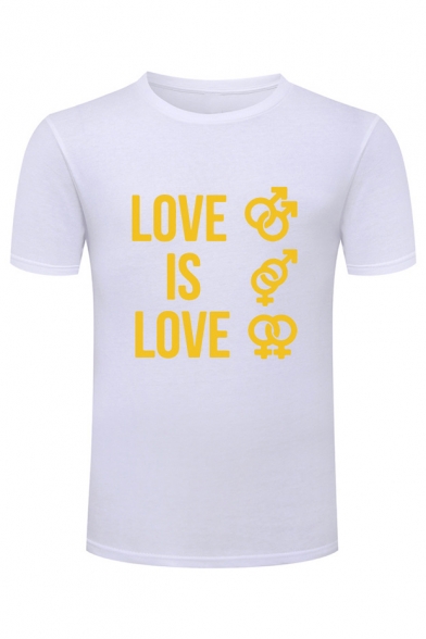 LOVE Letter Printed Round Neck Short Sleeve Graphic Tee