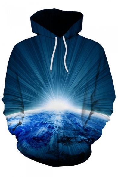 3D Earth's Surface Printed Long Sleeve Oversized Hoodie