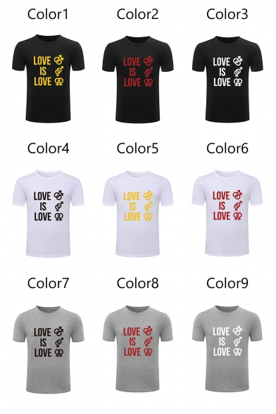 LOVE Letter Printed Round Neck Short Sleeve Graphic Tee