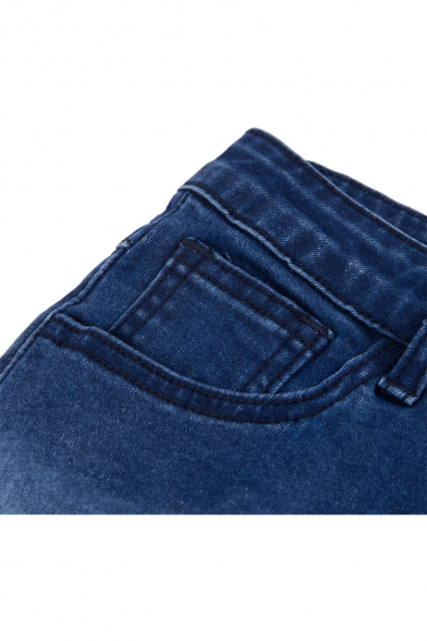 Ombre High Waist Zip Fly Distressed Detail Hem Hot Pants Denim Shorts