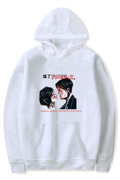 ROMANCE Letter Character Printed Long Sleeve Hoodie