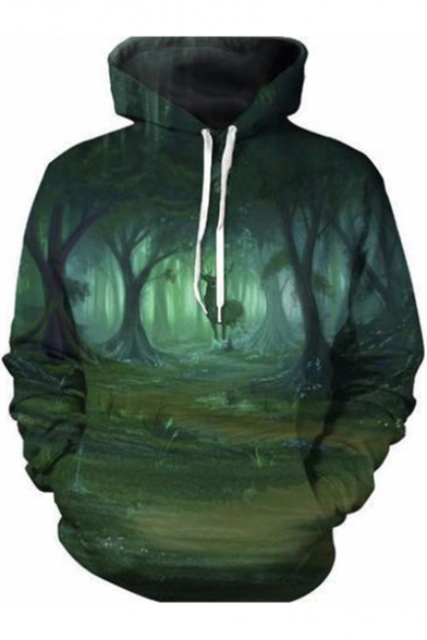 

Forest Deer Printed Long Sleeve Oversized Hoodie