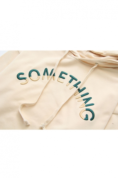 SOMETHING Letter Embroidered Loose Leisure Long Sleeve Hoodie