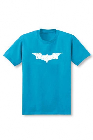 Bat Printed Round Neck Short Sleeve T-Shirt