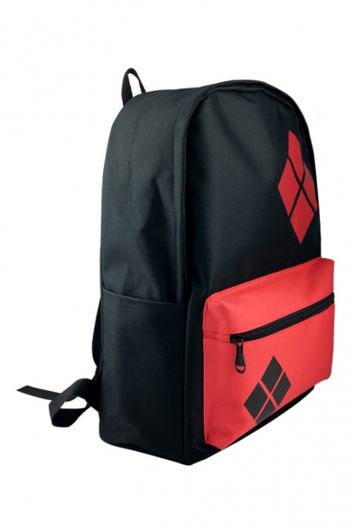 Color Block Geometric Printed Large Capacity Backpack School Bag