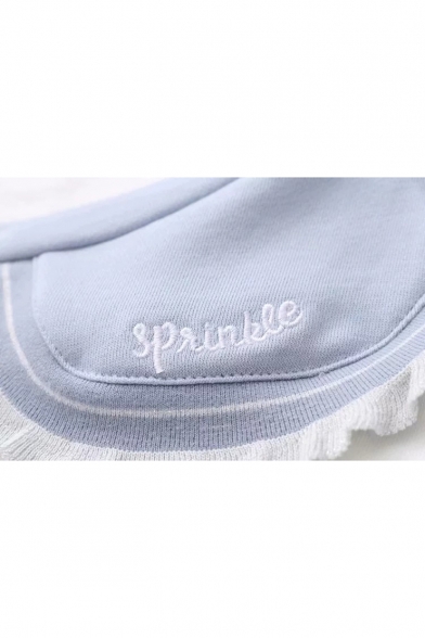Letter Embroidered Doll Collar Long Sleeve Leisure Sweatshirt