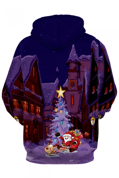 Fancy Cartoon Christmas Printed Long Sleeve Hoodie