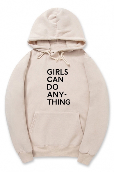 GIRLS CAN DO Letter Printed Long Sleeve Fashion Hoodie