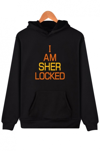 I AM SHER Letter Printed Long Sleeve Hoodie