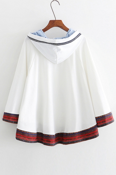 Painting Cat Letter Printed Loose Hooded Cape