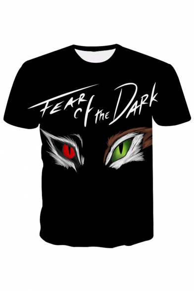 TEAR OF THE DARK Letter Eyes Printed Round Neck Short Sleeve T-Shirt