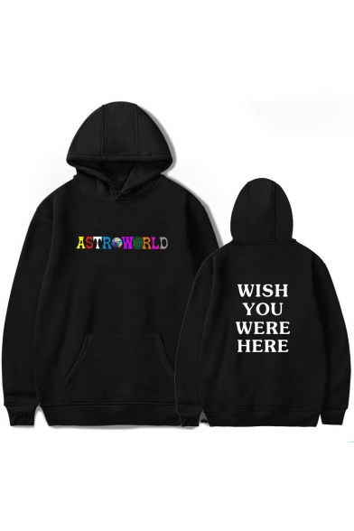New Arrival Letter Graphic Printed Long Sleeve Casual Hoodie