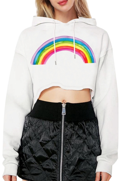 crop top hoodie rainbow