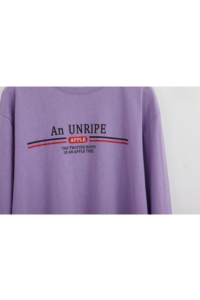 AN UNRIPE Letter Printed Round Neck Long Sleeve Graphic T-Shirt