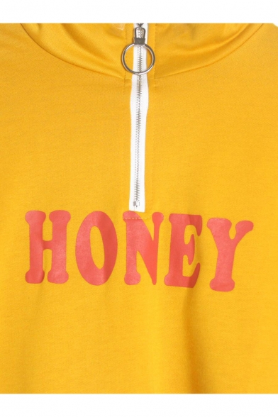 half zip letter striped hoodie
