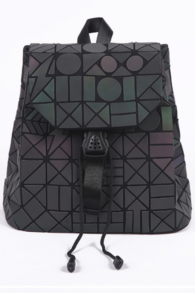 Asymmetrical Geometric PU Leather Backpack School Bag