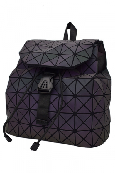 Chic PU Leather Geometric Laser Backpack School Bag