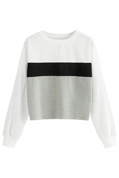 

Fashion Color Block Round Neck Long Sleeve Sweatshirt, LC486210